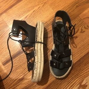AE Black Espadrille Gladiator Sandals